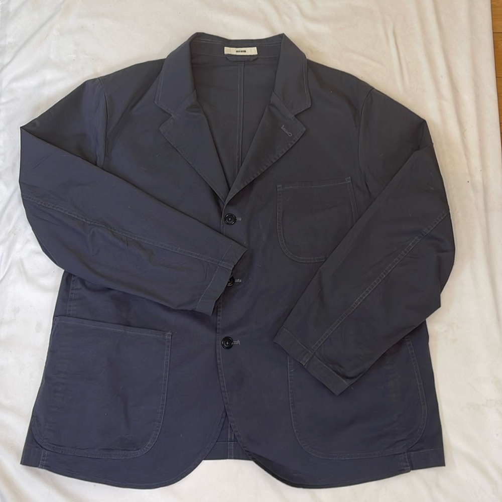 Mens Buck Mason Blue Cotton Chore Coat, Blazer, XXL